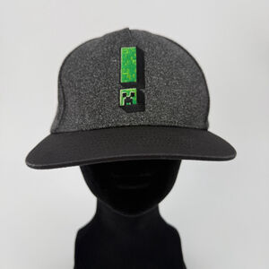 Mad Engine Minecraft Creeper Snapback Hat One Size Gray Black
